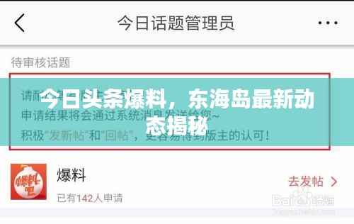 今日头条爆料,东海岛最新动态揭秘