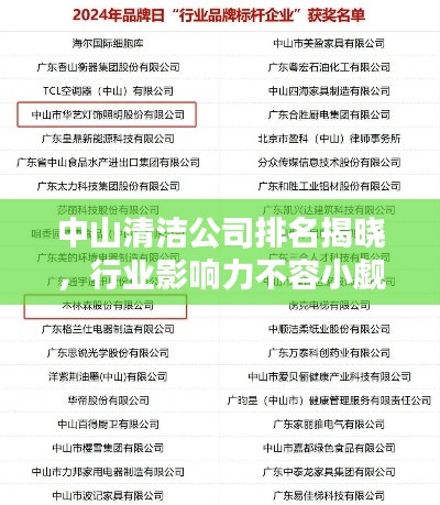 中山清洁公司排名揭晓，行业影响力不容小觑